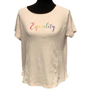 Handmade Upcycled Womens Large June Pride Month Rainbow Equality 100% Cotton Tee